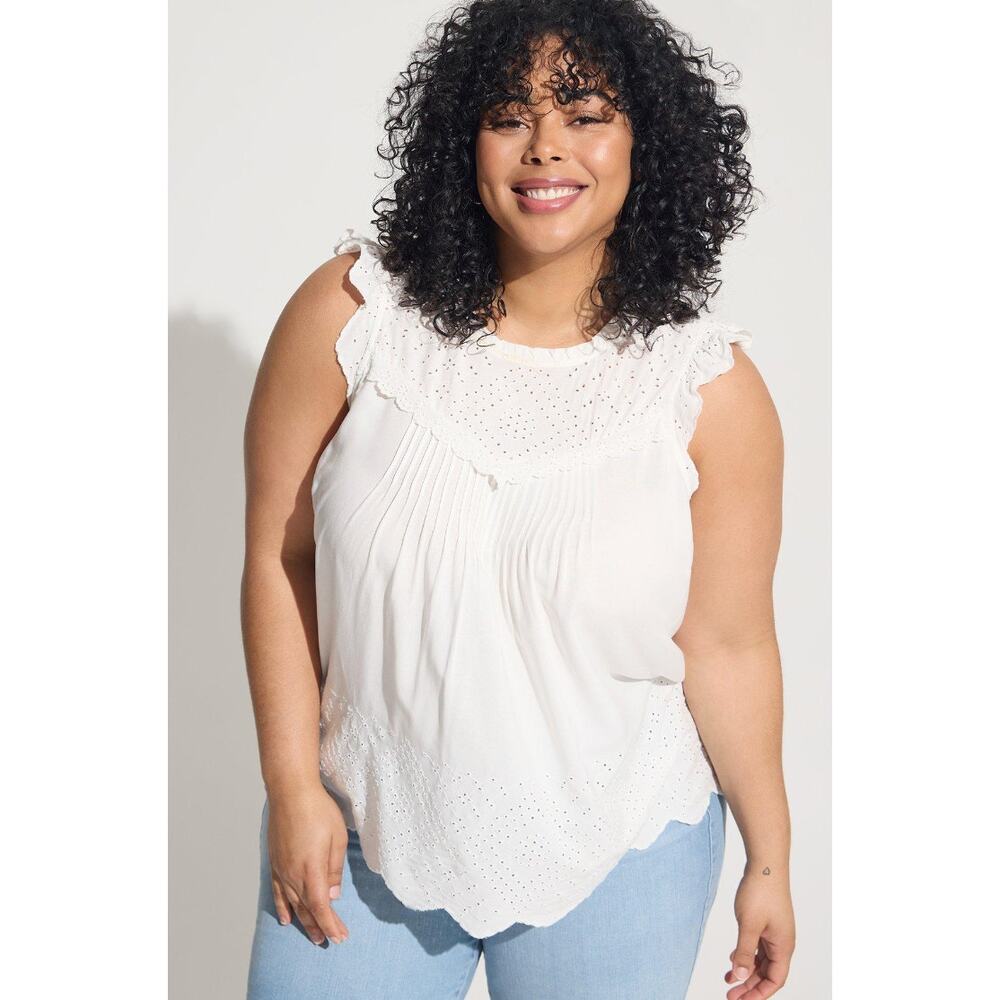 Torrid White Eyelet Blouse